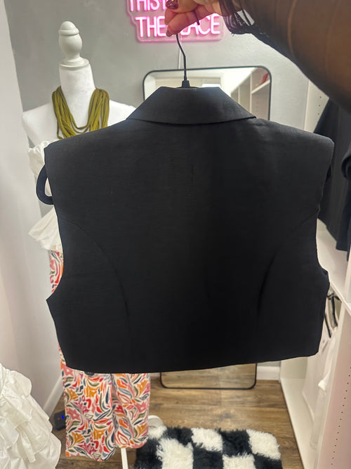 Black Cropped Vest